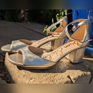 Sam Edelman Block Heel Sandals - Champagne Gold - Women's 9.5